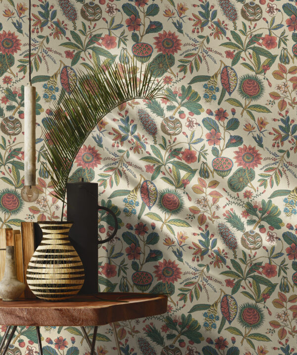 Exotic Fruits wallpaper in Pomegranate, from the Birchgrove Collection by The Design Archives
